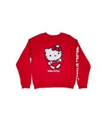 Womens Sanrio Hello Kitty Crewneck Sweatshirt Red Sleeve Print Size Large - $20.90