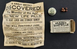 antique quack medicine DR KING NEW LIFE PILLS w BOX constipation bilious... - £37.59 GBP