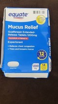 Equate Maximum Strength Mucus Relief Expectorant, 14 Tablets 1200mg Exte... - £6.95 GBP