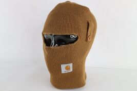Vtg 90s Carhartt Spell Out Side Button One Hole Knit Beanie Hood Mask Ba... - $98.95