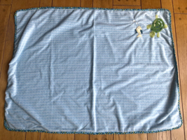 Cocalo Turtle Reef Reversible Blue Green Stripe Baby Blanket Throw 30&quot;x40&quot; Fish - £31.10 GBP