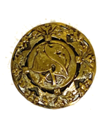 Antique Mercurys Winged Helmet Gold Tone Metal Open Work Berry Frame Button 1" - $8.42