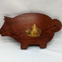 Wooden Pig Cutting Board Decor With Cleaning Maid And Baby Sleeping Matte Finish - £12.58 GBP