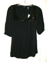 New York &amp; Company Size Small Black w/ Sparkles Ladies Top (New w/ Tag) - £11.72 GBP