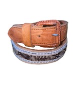 Brown Leather Embroidered Bohemian Retro Women’s Belt Size 30 - $32.05