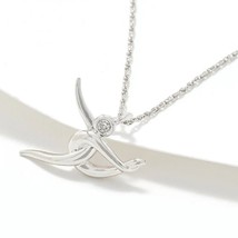 Real Diamond Accent Dancer Yoga Pose Pendant Chain 14K White Gold Plated Silver - $112.19