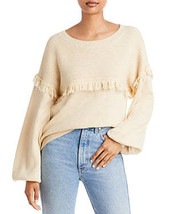 Joie Womens Beige Fringed Ribbed Pullover Sweater, Size XS - £113.59 GBP