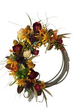 RUSTIC WESTERN  Rope Wreath, with Yellows, burgundies, Oranges, and More.. - $163.63