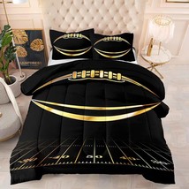 Football Bedding Full,Kids Set With Pillowcase,Black And Gold Full,Sport... - £69.28 GBP