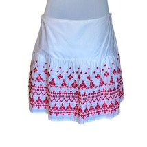 Vineyard Vines White Cotton Embroidered flounce double lined Skirt size 2 Boho - £19.92 GBP