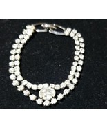 Vintage Weiss Prong Double Row Rhinestone Bracelet Signed - £51.43 GBP