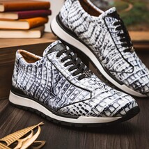 Alonzo Genuine Caiman Crocodile Fashion Sneaker Newspaper image 8