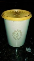 VTG Tupperware Servalier canister 811 CREAM 6&quot; Tall with Yellow Orange Lid - £15.30 GBP