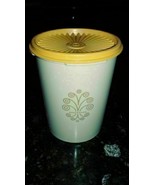 VTG Tupperware Servalier canister 811 CREAM 6&quot; Tall with Yellow Orange Lid - $19.54