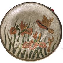 Vintage Brass Enameled Decorative Humming Bird Lotus Flowers Plate Wall ... - $381.20 MXN