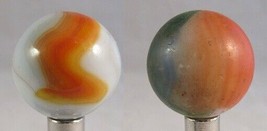 2 TOTAL vintage AKRO AGATE SHOOTER marbles 7/8&quot; rare old ESTATE SALE - £29.78 GBP