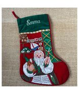 Personalized Christmas Stocking Emma Embroidered Santa 20&quot; - $34.25 CAD