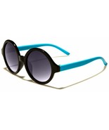 Girls Willow Round Black Sunglasses with Blue Temples kid 2507 Blue 72 - £7.22 GBP