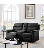 Black 2-Seater PU Leather Motion Sofa - $1,764.42 CAD