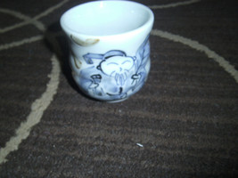 Japanese Sake Tea Cup Blue &amp; Blue White Porcelain? Japan Signed Medicine... - £8.13 GBP