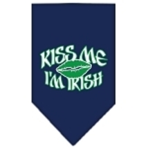 Kiss me I&#39;m Irish Screen Print Bandana Navy Blue Small - £9.23 GBP