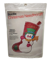 Vintage Bucilla Christmas Needlecraft Jeweled Stocking Kit Snowman 1872 SEALED - £19.42 GBP