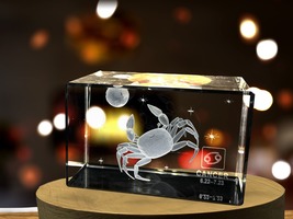 LED Base included | Cancer Zodiac Sign 3D Engraved Crystal Keepsake Gift - $29.99