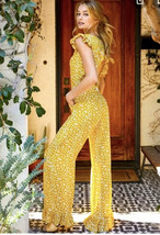 S - Monte X Free People NEW $208 Piper Yellow Floral Sleeveless Jumpsuit... - $85.00