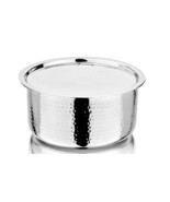 Hammered  Stainless Steel Tope Patila with Lid |6 cm for Induction and Gas - £55.93 GBP