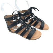 Dolce Vita Girls Curse Gladiator Sandals Lace Up Faux Leather Black 10 - £11.56 GBP