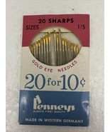 VTG 20 Sharps Gold Eye Needles JC Penny W Germany  - €17,09 EUR