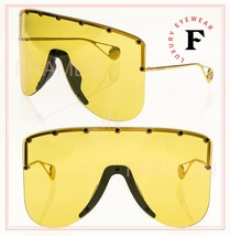 Gucci Authentic Star Oversized Mask 0541 Yellow Gold Metal Sunglass GG0541S 002 - £521.72 GBP