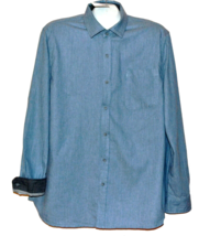 Tahari Men&#39;s Stone Blue Cotton Flannel Soft Long Sleeve Shirt Size XL - £44.42 GBP