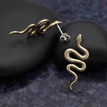 Bronze Large Snake Post Earrings 28x12mm - $408.11 MXN