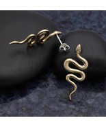 Bronze Large Snake Post Earrings 28x12mm - $21.48