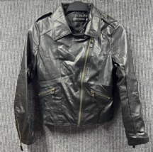SHEN-XUAN Jacket Women Medium Black Faux Leather Bikercore Coat Motorcyc... - £17.73 GBP