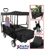 Folding Beach Wagon Garden Cart Sport Storage Utility 4 Buggy Wheel Cano... - $206.82 CAD