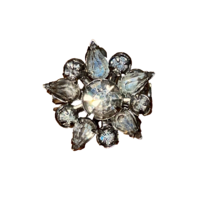 Rhinestone Cluster Brooch Pin Pendant Vintage Faux Diamond Floral - £11.01 GBP