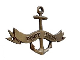 [Pack Of 2] Antique Brass Poop Deck Anchor With Ribbon Sign 8&quot;&quot; - £49.99 GBP