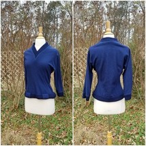 Vintage 1940-50s Mary Phillips Wool Navy Fitted pin up rockabilly Sweate... - $510.14 MXN