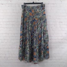Costa Blanca Skirt Womens XS Green Floral Tiered Lined Maxi Boho Cottage... - $24.99