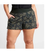 Athleta Trekkie North Printed Shorts Zip Pockets Floral Olive Green Blac... - £24.57 GBP