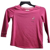 Crown &amp; Ivy Pink Holiday Flamingo Long Sleeve T-Shirt Winter Theme Kids Size M - £9.94 GBP