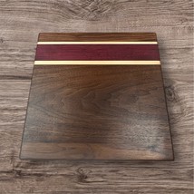 Handcrafted 12 x 12 Cutting Board Walnut Maple Purple Heart Rustic Moder... - $920.13 MXN