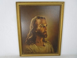 Vintage 1941 Warner Sallman Jesus Head of Christ Framed Print Picture 12.5x15.5 - £27.51 GBP