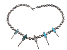 Vintage Native American Sterling/turquoise claw necklace - $539.55