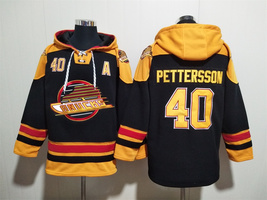 hElias Pettersson 40 Vancouver Canucks Black/Yellow Lace-Up Pullover Hoodie - £59.97 GBP