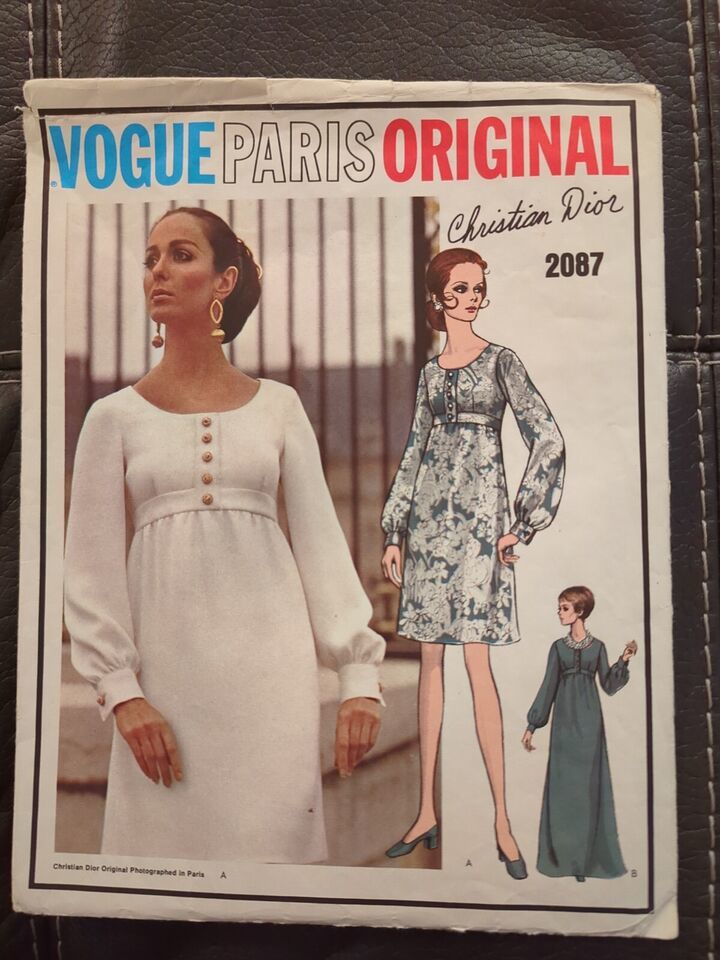 Primary image for 1960s Vogue Paris Original 2087 CHRISTIAN DIOR Mod Dress Sewing Pattern Size 12