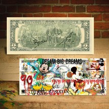 MICKEY MOUSE 90th Birthday Genuine $2 U.S. Bill Pop Art  - Hand-Signed by Rency - £19.27 GBP