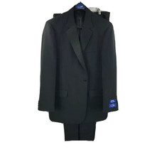E J Samuel Men&#39;s Black Tuxedo with Satin Lapel Trim Pleated Pants Unfini... - £87.60 GBP